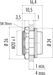 Snap-In IP67 adapter, shielding is not possible, pluggable, front mounting