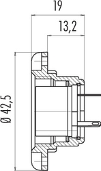 M25 female panel mount connector, Contacts: 3, shielding is not possible, solder, IP40