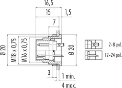 Erkek Panel Tip 14 Kontaklı Konnektör