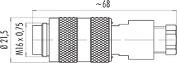 M16 IP67 cable connector, Contacts: 3 DIN, 4.0 - 6.0 mm, shielding is not possible, solder, IP67