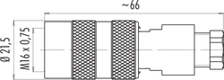 M16 IP67 female cable connector, Contacts: 3 DIN, 4.0 - 6.0 mm, shielding is not possible, solder, IP67