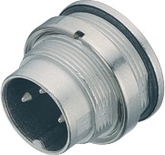 M16 IP67 male panel mount connector, Contacts: 3 DIN, shielding is not possible, solder, IP67, UL, front mounting