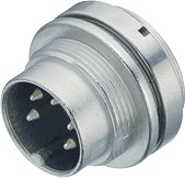 M16 IP67 male panel mount connector, Contacts: 4, shielding is not possible, solder, IP67, UL