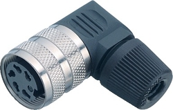 M16 IP40 female angled connector, Contacts: 5, 4.0 - 6.0 mm, shielding is not possible, solder, IP40