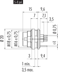 Erkek Panel Tip 8 Kontaklı Konnektör