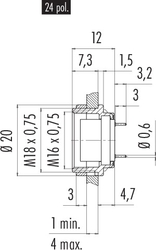 Dişi Panel Tip 24 Kontaklı Konnektör