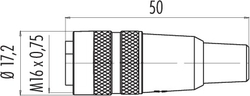 M16 IP40 female cable connector, Contacts: 2, 6.0 - 8.0 mm, shielding is not possible, solder, IP40