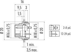 Erkek Panel Tip 2 Kontaklı Konnektör