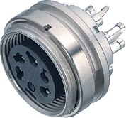 M16 IP40 female panel mount connector, Contacts: 2, shielding is not possible, solder, IP40, front mounting