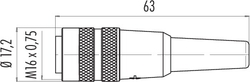 M16 IP40 female cable connector, Contacts: 3 DIN, 3.0 - 6.0 mm, shielding is not possible, solder, IP40