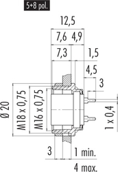 Dişi Panel Tip 5 Kontaklı Konnektör