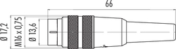 M16 IP40 cable connector, Contacts: 5 (stereo), 3.0 - 6.0 mm, shielding is not possible, solder, IP40