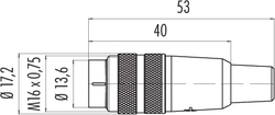 M16 IP40 cable connector, Contacts: 5 (stereo), 6.0 - 8.0 mm, shielding is not possible, solder, IP40