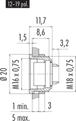 Dişi Panel Tip 12 Kontaklı Konnektör