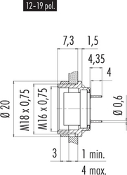 Dişi Panel Tip 19 Kontaklı Konnektör