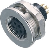 M9 IP67 female panel mount connector, Contacts: 3, shieldable, solder, IP67