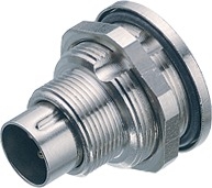 M9 IP67 male panel mount connector, Contacts: 5, shieldable, solder, IP67, front mounting