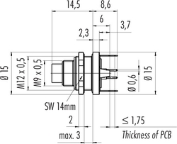 Erkek Panel Tip 8 Kontaklı Konnektör