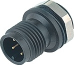 M12-A male panel mount connector, Contacts: 4, not shielded, solder, IP67, M12x0.5
