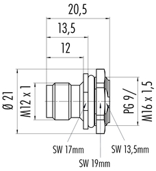 Erkek Panel Tip 4 Kontaklı Konnektör