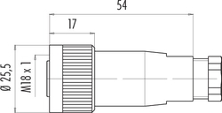 M18 female cable connector, Contacts: 4, 6.5 - 8.0 mm, not shielded, screw clamp, IP67