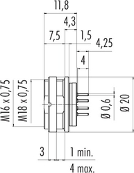 Dişi Panel Tip 19 Kontaklı Konnektör