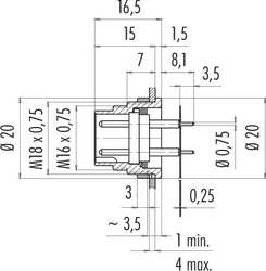 Erkek Panel Tip 8 Kontaklı Konnektör