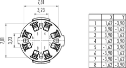 Bayonet NCC female panel mount connector, Contacts: 8, shielding is not possible, solder, IP67