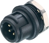 Bayonet male panel mount connector, Contacts: 3, shielding is not possible, solder, IP40