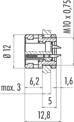 Bayonet female panel mount connector, Contacts: 4, shielding is not possible, solder, IP40