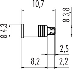 M5 integrated plug, Contacts: 4, not shielded, solder, IP67, for M5 tube