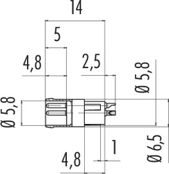 M8 integrated plug, Contacts: 3, not shielded, solder, IP65