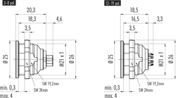 Push-Pull male panel mount connector, Contacts: 3 DIN, shielding is not possible, solder, IP67