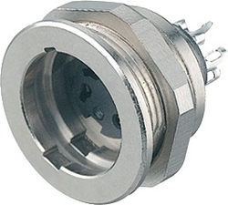 Push-Pull female panel mount connector, Contacts: 3 DIN, shieldable, solder, IP67 shielded