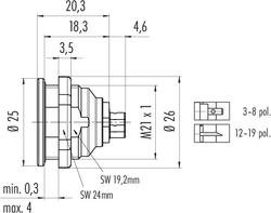 Erkek Panel Tip 5 Kontaklı Konnektör