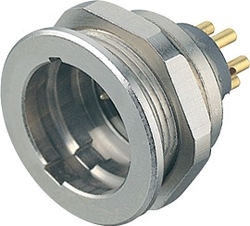 Push-Pull male panel mount connector, Contacts: 5, shieldable, solder, IP67 shielded