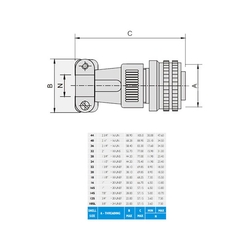 10 Kontak Kablo Tip 180° (Düz) Açılı Dişi Askeri Konnektör (MIL-DTL-5015)