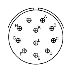 11 Kontak Panel Tip 180° (Düz) Açılı Erkek Askeri Konnektör (MIL-DTL-26482 S1)