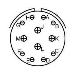 12 Kontak Panel Tip 180° (Düz) Açılı Erkek Askeri Konnektör (MIL-DTL-26482 S1)