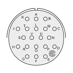 20 Kontak Panel Tip 180° (Düz) Açılı Erkek Askeri Konnektör (VG 95234)