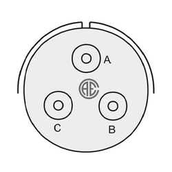 3 Kontak Kablo Tip 180° (Düz) Açılı Erkek Askeri Konnektör (MIL-DTL-5015)