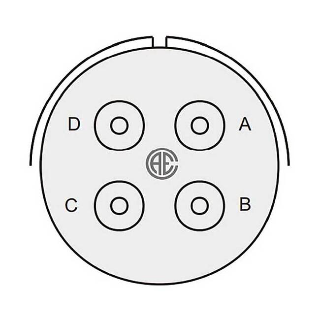 4 Kontak Kablo Tip 180° (Düz) Açılı Dişi Askeri Konnektör (MIL-DTL-5015) - 2