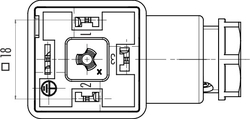 Size A female connector (panel mount), Contacts: 2+PE, 6.0 - 8.0 mm, not shielded, screw clamp, IP40 without seal, UL, ESTI+, VDE