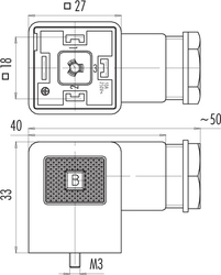 Size A female connector (panel mount), Contacts: 2+PE, 6.0 - 8.0 mm, not shielded, screw clamp, IP40 without seal, VDE, ESTI+