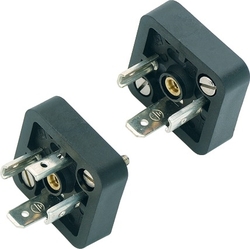 Size A male connector (panel mount), Contacts: 2+PE, not shielded, solder, IP40 without seal, UL, ESTI+, VDE