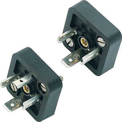 Size A male connector (panel mount), Contacts: 2+PE, not shielded, solder, IP40 without seal, UL, ESTI+, VDE - 1