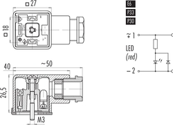 Size A female connector (panel mount), Contacts: 2+PE, 8.0 - 10.0 mm, not shielded, screw clamp, IP40 without seal, VDE, ESTI+