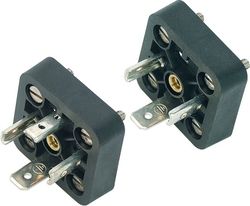 Size A male connector (panel mount), Contacts: 3+PE, not shielded, solder, IP40 without seal, UL, ESTI+, VDE