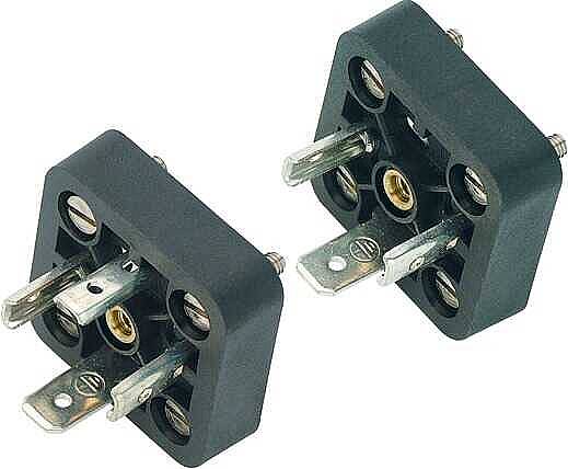 Size A male connector (panel mount), Contacts: 3+PE, not shielded, solder, IP40 without seal, UL, ESTI+, VDE - 1