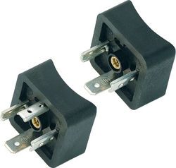 Size A male power connector, contacts angled inwards, Contacts: 2+PE, not shielded, solder, IP40 without seal, UL, ESTI+, VDE